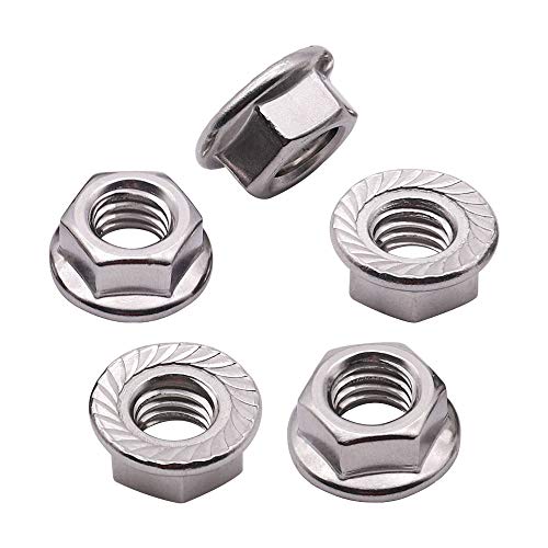 RoyceMart 3/8-16 (12 Pack) Serrated Flange Hex Nuts, 304 Stainless Steel 18/8 Flange Nuts, UNC Coarse Thread Hex Locknuts - Image 1