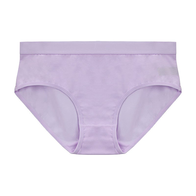 Underwear womens 50 cotton underwear womens briefs girls breathable seamless waist antibacterial pure cotton women Light purple