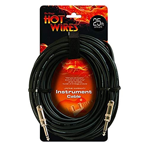 OnStage On-Stage Hot Wires 1/4" Guitar Instrument Cable, 25 Feet - Image 1
