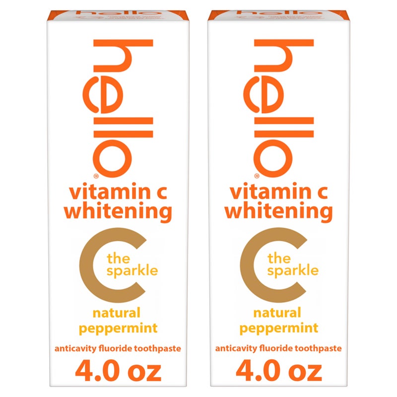 Hello Vitamin C Whitening Toothpaste with Fluoride Whitening SLS Free Toothpaste Pack Up to 2 Shades Whiter Teeth No Peroxide Safe for Everyday Use Natural Peppermint 2 Pack 40 Oz Tubes - Image 3