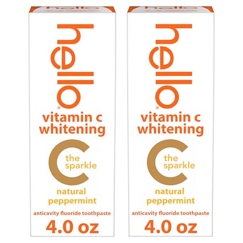 Hello Vitamin C Whitening Toothpaste with Fluoride Whitening SLS Free Toothpaste Pack Up to 2 Shades Whiter Teeth No Peroxide Safe for Everyday Use Natural Peppermint 2 Pack 40 Oz Tubes - Image 2