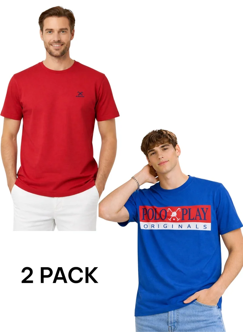 Polo Play Men’s Graphic and Embossed T-Shirt-2 pack