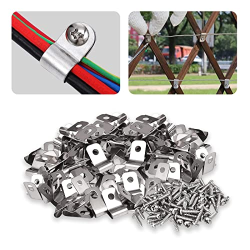 Sptchapn Fence Wire Clamps Agricultural Fencing Mounting Clips Stainless Steel Wire Clips with Screws for Welded Wire to Wood Metal or Vinyl Fence 200 - Image 1