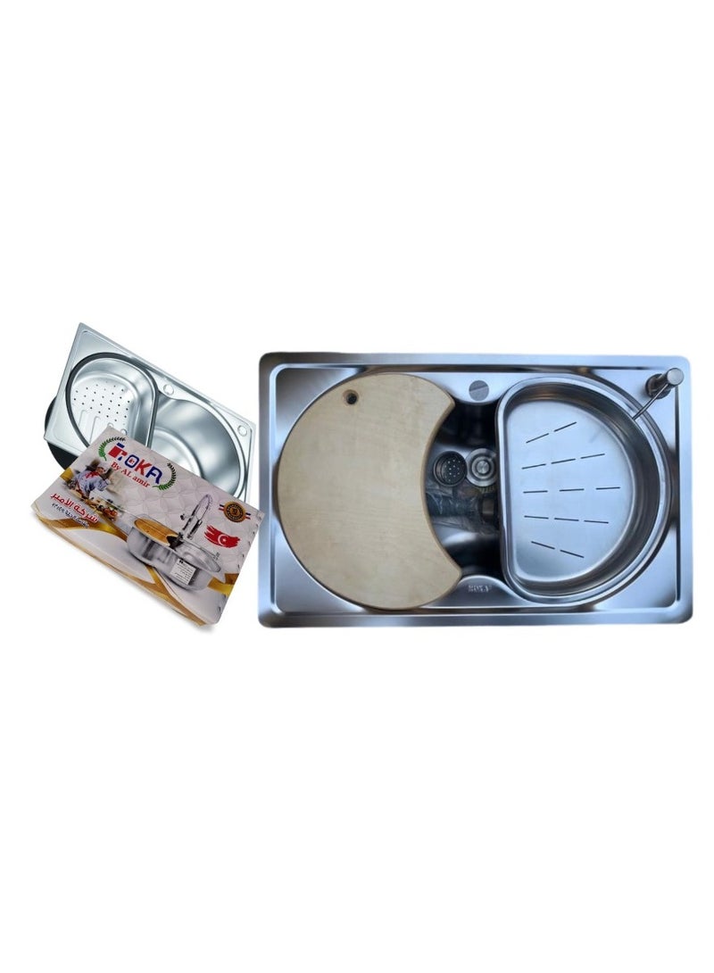 حوض 72 سم فى 45 سم مع طاولة التقطيع و شبكة الفاكهة والصرف - Image 2