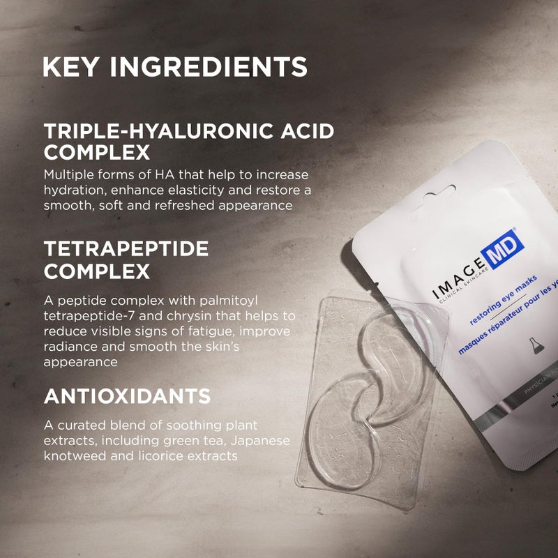 IMAGE Skincare, IMAGE MD Restoring Eye Masks, Hydrating Hydro-Gel Under Eye Masks, Visibly Firms and Hydrates with Triple Hyaluronic Acid, 1 pair - Image 4