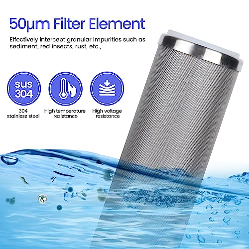 Amwater Stainless Steel ReCleanable Wire Mesh Filter Cartridge 20 Length 25 OD 50 Micron Easy to Clean Fits Standard Filter Housings 1 Count - Image 3