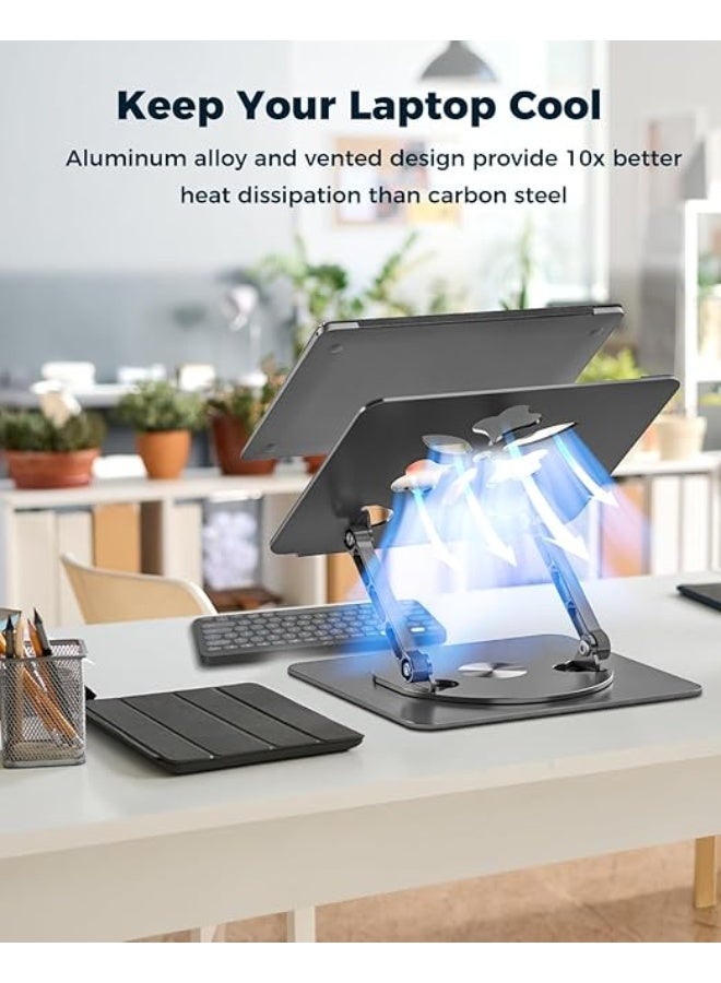 حامل لابتوب قابل للتعديل بقاعدة دوّارة 360 درجة - تصميم مريح ومتين - مناسب لأجهزة حتى 15.6 بوصة للاستخدام المكتبي والمنزلي - Image 3