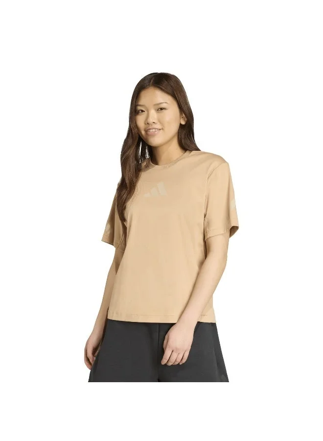 اديداس تي شيرت نسائي بأكمام قصيرة من دبليو زد إن إي باللون البني