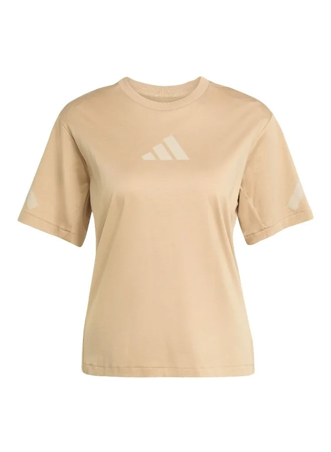 اديداس تي شيرت نسائي بأكمام قصيرة من دبليو زد إن إي باللون البني