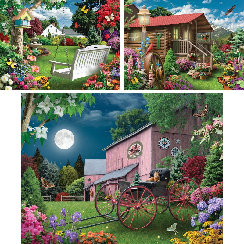 Bits and Pieces  Value Set of 3 300 Piece Jigsaw Puzzles for Adults  Each Puzzle Measures 18 x 24  300 pc Blooming Back Yard Nature Haven Serene Summer Night Jigsaws by Artist Alan Giana - Image 3