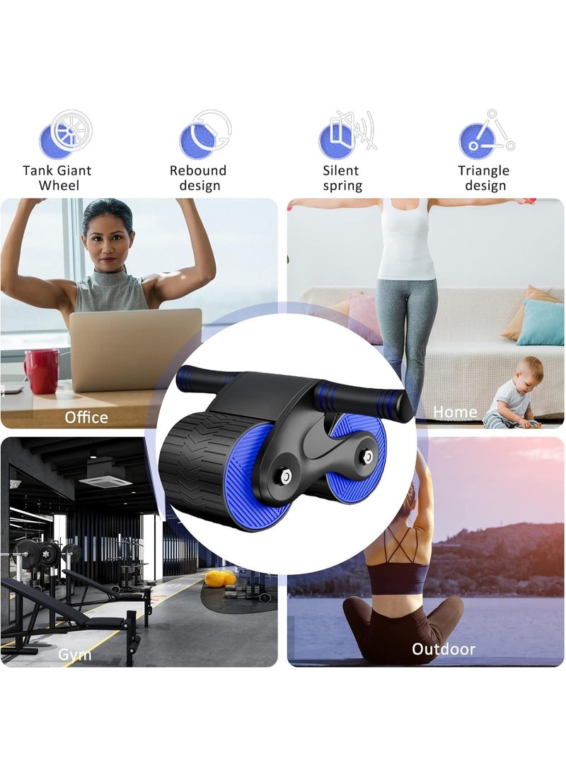AIWANTO Double Wheel Round Abdominal Roller With Knee Mat, Bearing Structure, Household Abdominal Abs Exercise, Silo Silent Non-slip for Gym Blue  - Image 4
