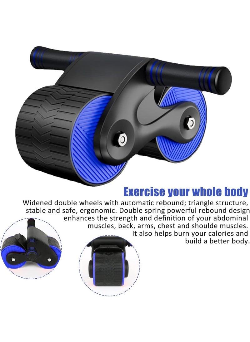 AIWANTO Double Wheel Round Abdominal Roller With Knee Mat, Bearing Structure, Household Abdominal Abs Exercise, Silo Silent Non-slip for Gym Blue  - Image 2
