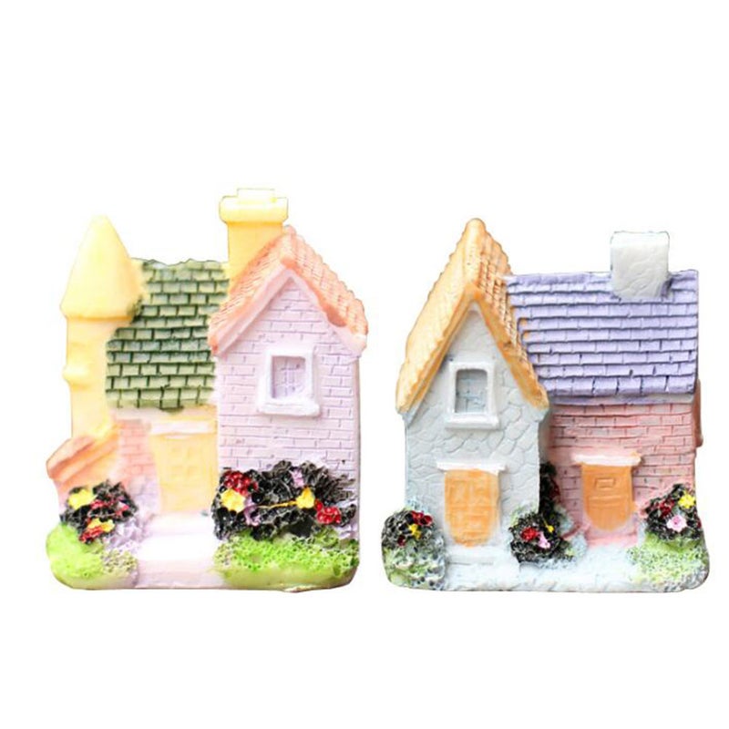 2pcs Simulated House Resin Artificial Landscape Miniature Landscape Decors Plant Ornaments for Doll House Landscape Supplies (Random Color) - Image 5