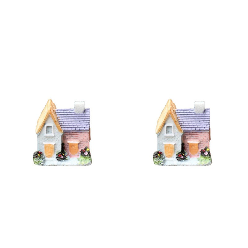 2pcs Simulated House Resin Artificial Landscape Miniature Landscape Decors Plant Ornaments for Doll House Landscape Supplies (Random Color) - Image 1