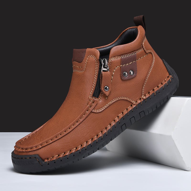 Popular Large Size Men'S Shoes, Outdoor Casual Shoes, Slip-On Men'S Short Boots, Fashionable Mid-Top Martin Boots - Image 2