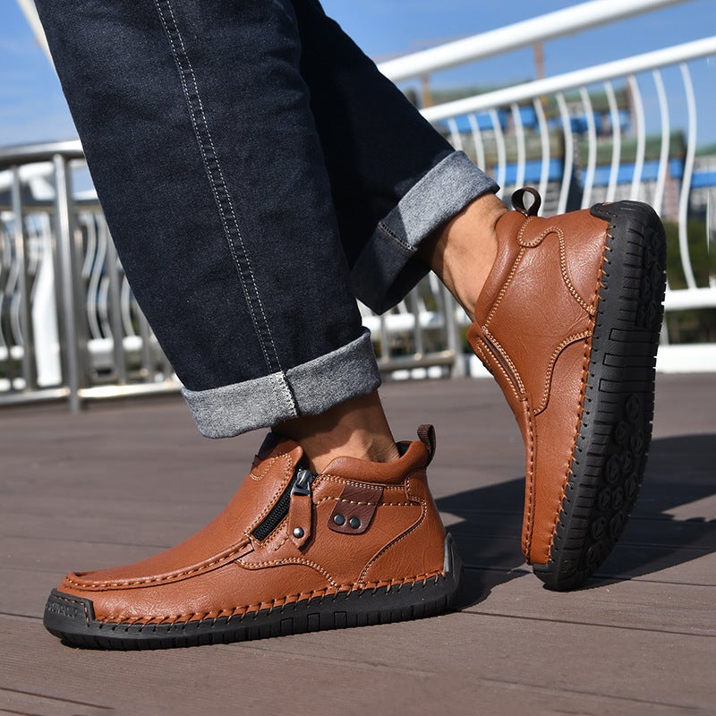 Popular Large Size Men'S Shoes, Outdoor Casual Shoes, Slip-On Men'S Short Boots, Fashionable Mid-Top Martin Boots - Image 3