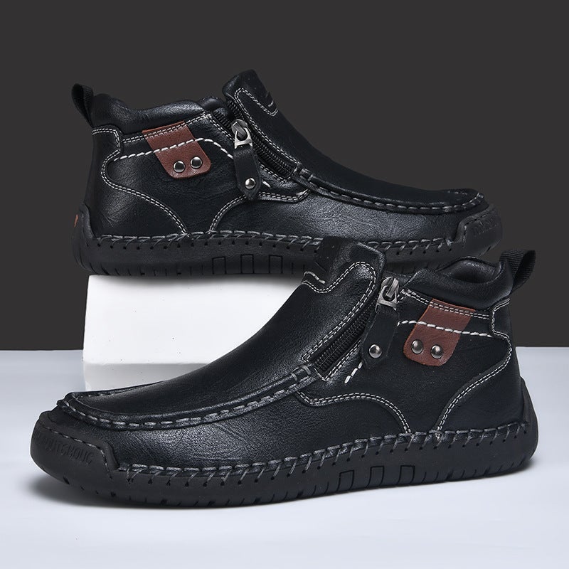 Popular Large Size Men'S Shoes, Outdoor Casual Shoes, Slip-On Men'S Short Boots, Fashionable Mid-Top Martin Boots - Image 5