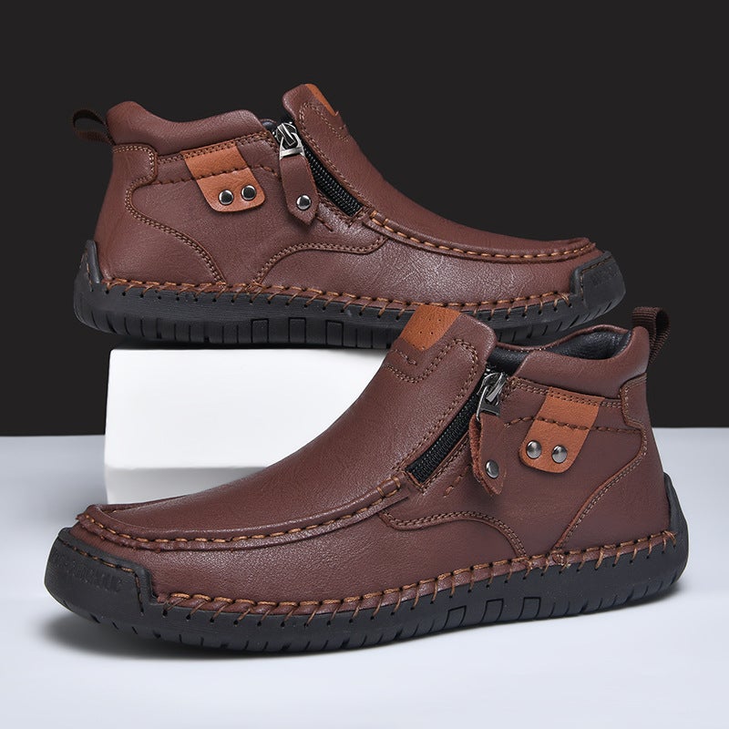 Popular Large Size Men'S Shoes, Outdoor Casual Shoes, Slip-On Men'S Short Boots, Fashionable Mid-Top Martin Boots - Image 4