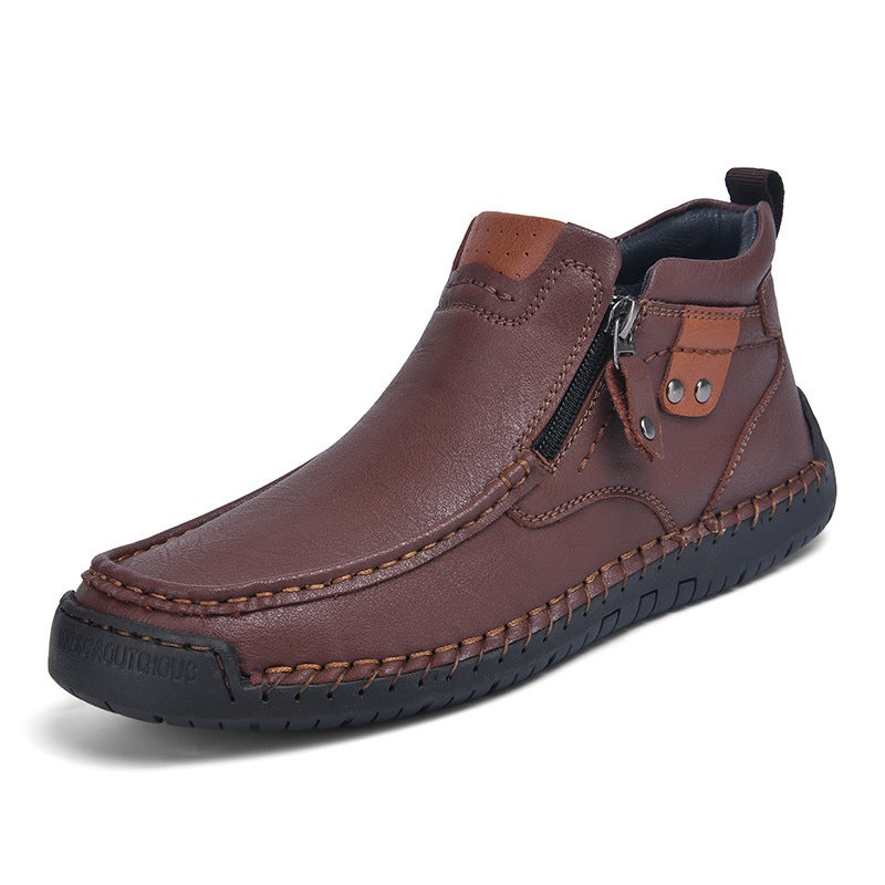 Popular Large Size Men'S Shoes, Outdoor Casual Shoes, Slip-On Men'S Short Boots, Fashionable Mid-Top Martin Boots - Image 1