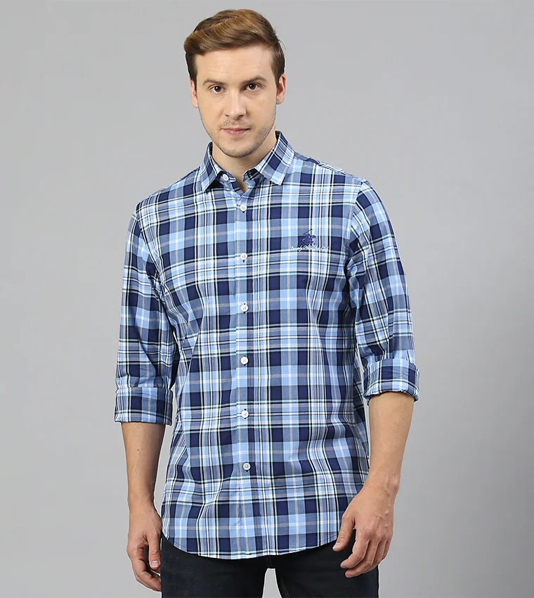 BEVERLY HILLS POLO CLUB Checked Regular Fit Long Sleeves Casual Shirt