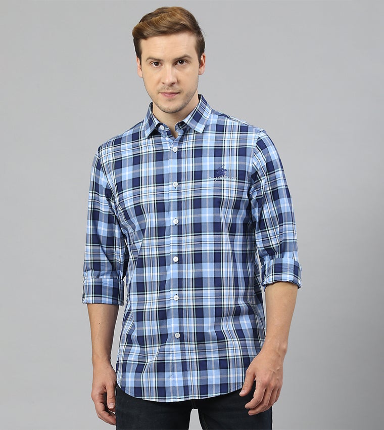 BEVERLY HILLS POLO CLUB Checked Regular Fit Long Sleeves Casual Shirt