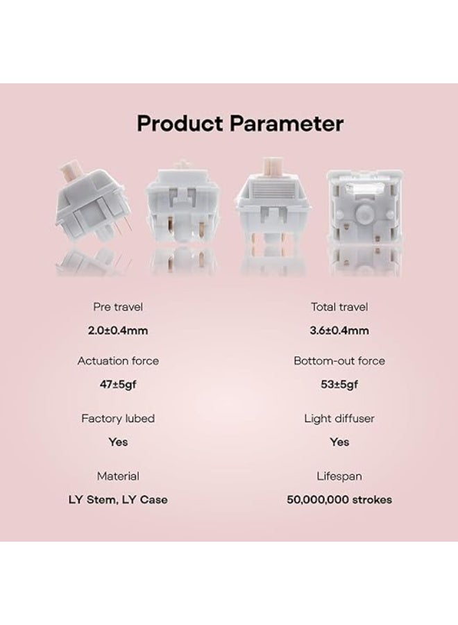 EPOMAKER Cream Marble 47gf Gaming Keyboard Switches, 35 PCS Linear Switch, 5-Pin Pre-Lubed Switch, Creamy Switches, Compatible with MX Keycaps for Mechanical Keyboard - Image 3