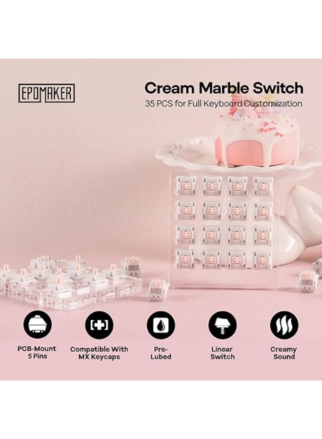 EPOMAKER Cream Marble 47gf Gaming Keyboard Switches, 35 PCS Linear Switch, 5-Pin Pre-Lubed Switch, Creamy Switches, Compatible with MX Keycaps for Mechanical Keyboard - Image 4