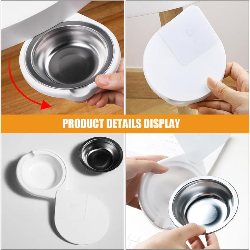 Stainless Steel Hidden Ashtray with Lid, Rotatable and Detachable Under-desk Self-adhesive Cigarette Ash Tray for Home Office and Outdoor Use, Windproof White Smoke Container - Image 3