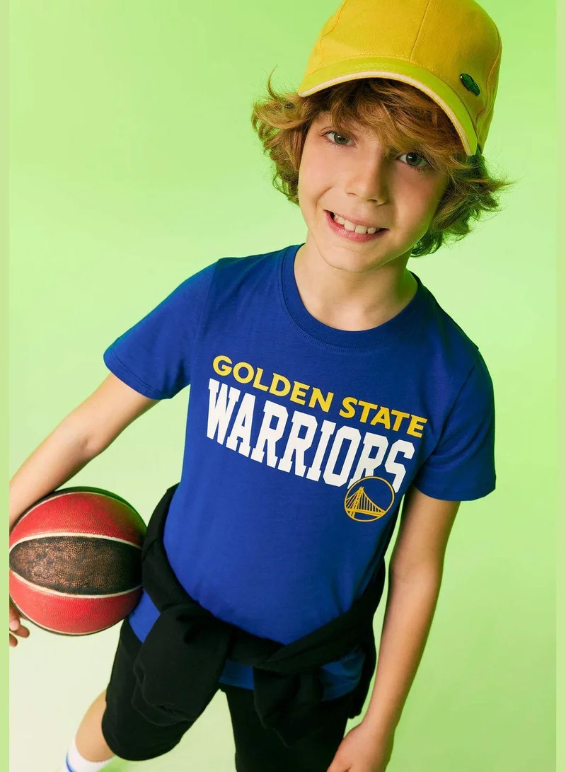 ديفاكتو Boy NBA Golden State Warriors Licenced Crew Neck Knitted Short Sleeve T-Shirt