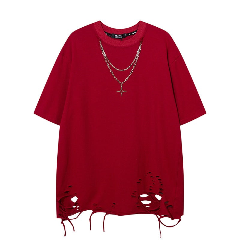 Loose Suede Heavy-Weight Round Neck Short-Sleeved T-Shirt Men'S Summer American Style Retro Trendy Brand Trendy Oversize Trendy Shirt - Image 1