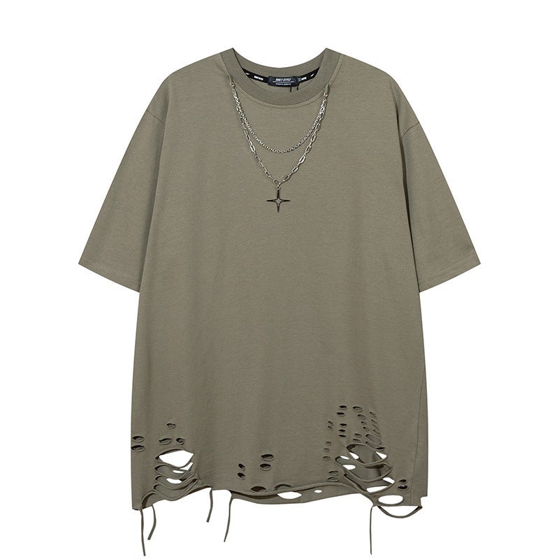 Loose Suede Heavy-Weight Round Neck Short-Sleeved T-Shirt Men'S Summer American Style Retro Trendy Brand Trendy Oversize Trendy Shirt - Image 5