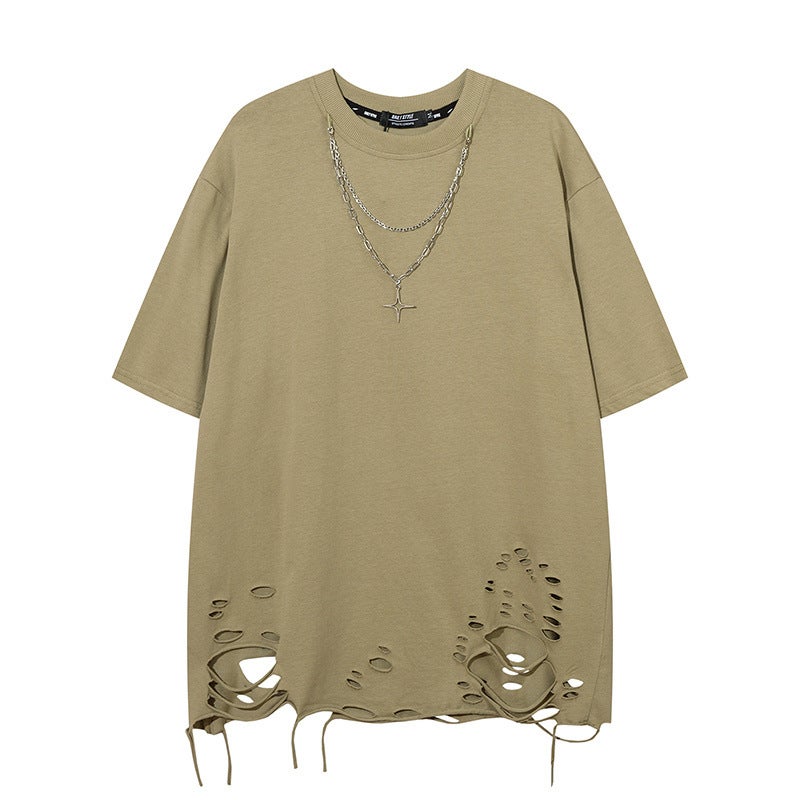 Loose Suede Heavy-Weight Round Neck Short-Sleeved T-Shirt Men'S Summer American Style Retro Trendy Brand Trendy Oversize Trendy Shirt - Image 4