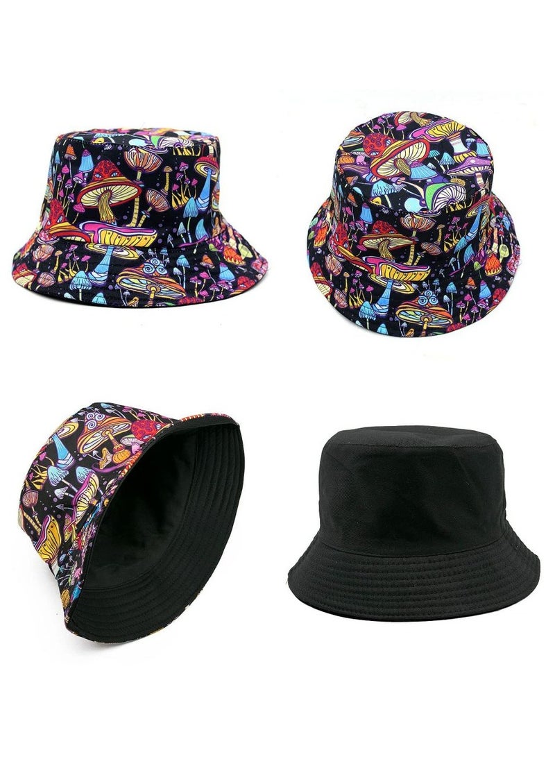 KASTWAVE Trendy Summer Bucket Hat for - Women Men Teens Double-Side Fisherman Stylish Reversible Mushroom Hat Hat Foldable Cool Colorful  for Summer Beach Concert Men Women - Image 3
