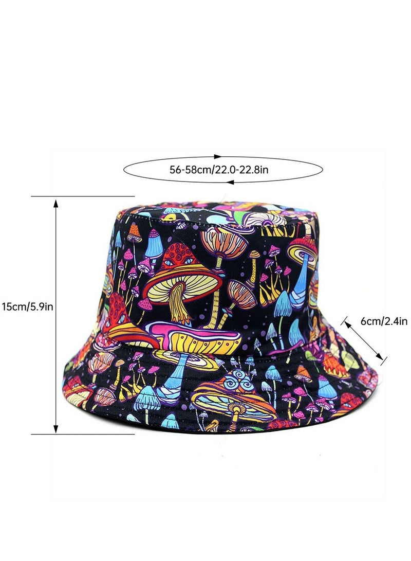 KASTWAVE Trendy Summer Bucket Hat for - Women Men Teens Double-Side Fisherman Stylish Reversible Mushroom Hat Hat Foldable Cool Colorful  for Summer Beach Concert Men Women - Image 2