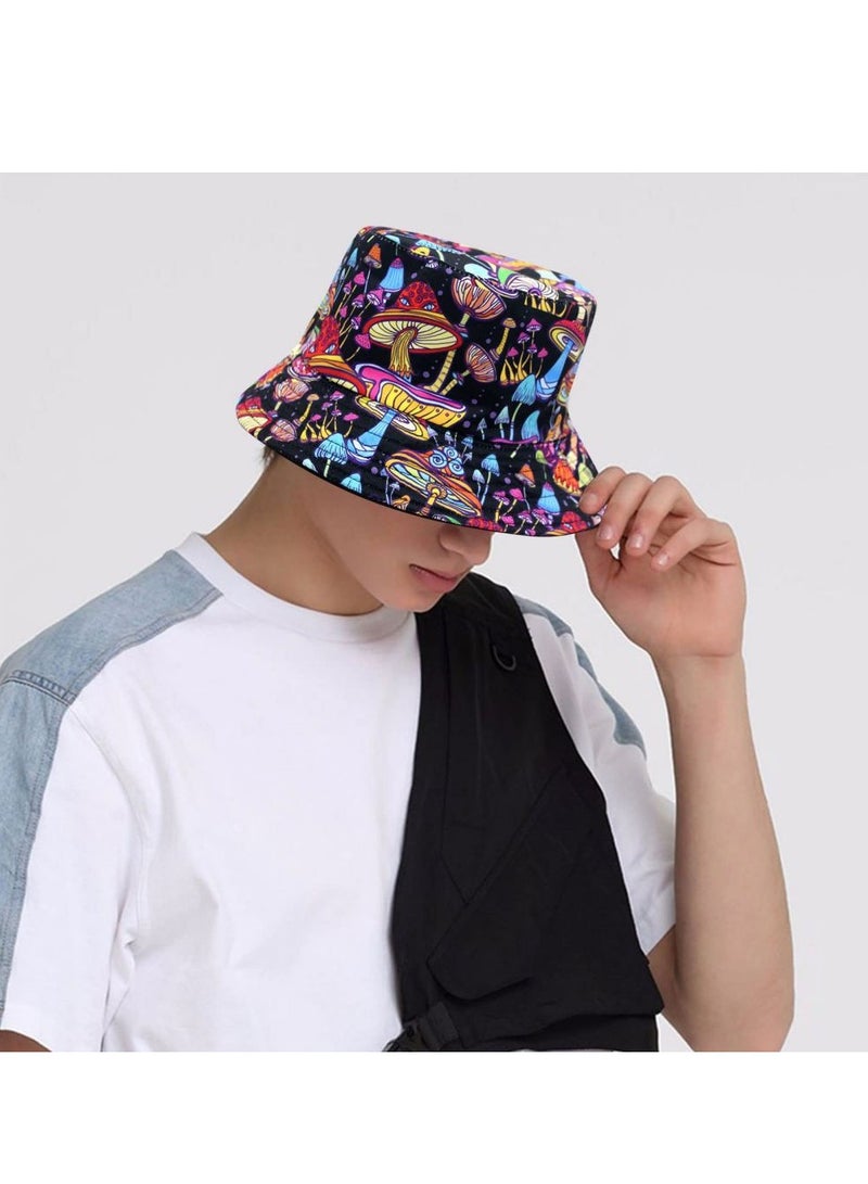 KASTWAVE Trendy Summer Bucket Hat for - Women Men Teens Double-Side Fisherman Stylish Reversible Mushroom Hat Hat Foldable Cool Colorful  for Summer Beach Concert Men Women - Image 5
