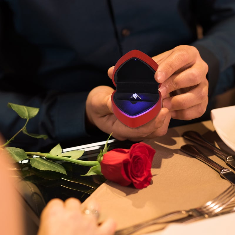 Lighted Heart Shape Storage Proposal Box For Wedding Anniversary Valentines Day - Image 1