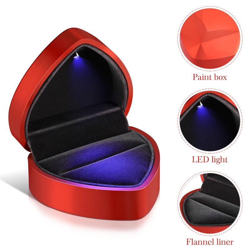 Lighted Heart Shape Storage Proposal Box For Wedding Anniversary Valentines Day - Image 3