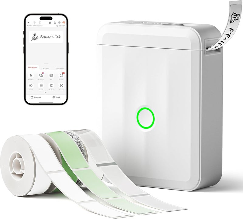 طابعة ملصقات لاصقة NIIMBOT، طابعة ملصقات صغيرة محمولة، جهاز وضع العلامات، لاصقة مع 3 لفات ملصقات، متوافقة مع iOS وAndroid، جهاز وضع ال��لامات للمنزل والمكتب - Image 1