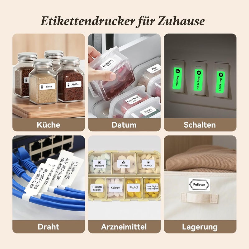 طابعة ملصقات لاصقة NIIMBOT، طابعة ملصقات صغيرة محمولة، جهاز وضع العلامات، لاصقة مع 3 لفات ملصقات، متوافقة مع iOS وAndroid، جهاز وضع ال��لامات للمنزل والمكتب - Image 4