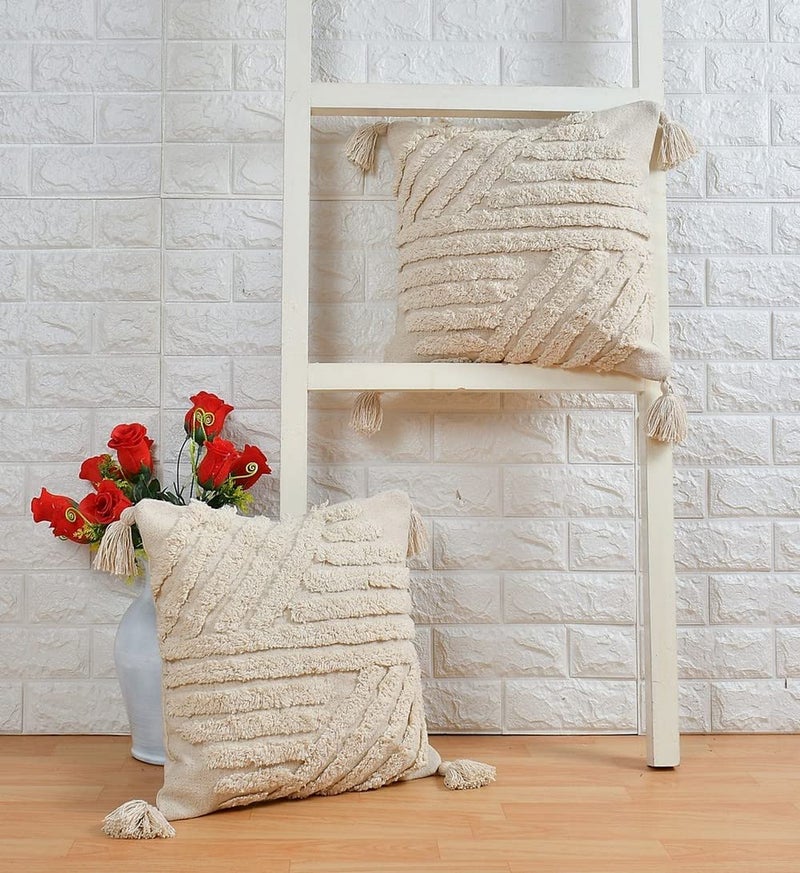 pepme pepme Slanting Lines Tufted Cushion Cover 16x16 inches  - Image 1
