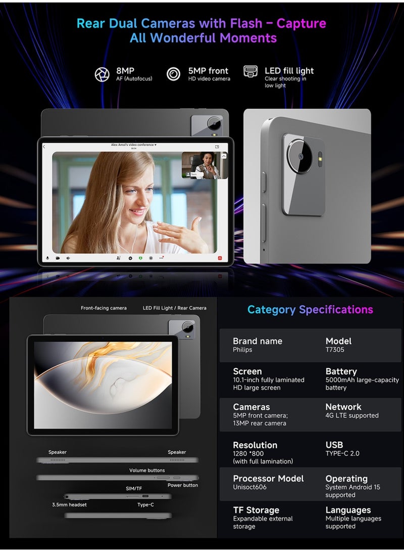 Philips Tablet T7305 10.1-inch IPS Display 4GB RAM 128GB WiFi - Image 4