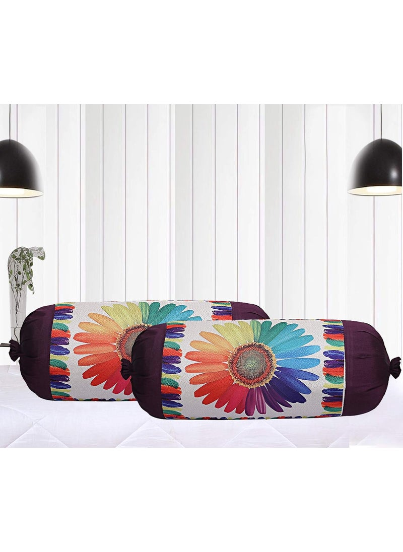 Kuber Industries Kuber Industries Sun Flower Design Cotton 4 Pieces Bolster Cover Set Cream CTKTC13663 Standard  - Image 3