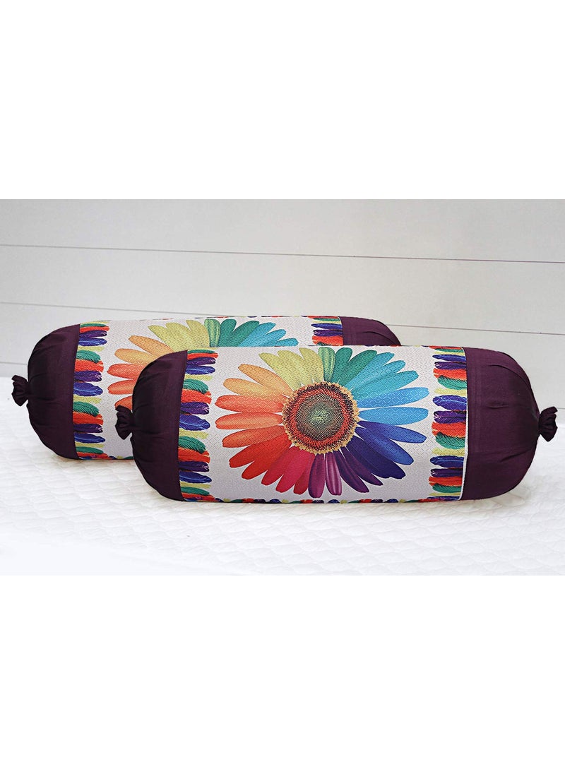 Kuber Industries Kuber Industries Sun Flower Design Cotton 4 Pieces Bolster Cover Set Cream CTKTC13663 Standard  - Image 2