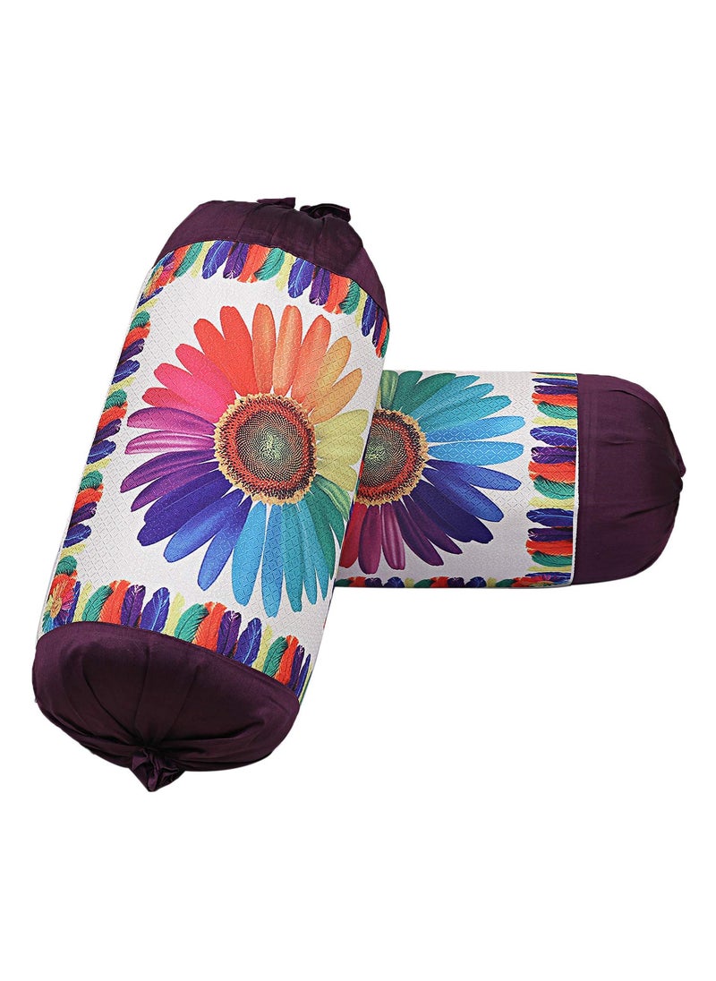 Kuber Industries Kuber Industries Sun Flower Design Cotton 4 Pieces Bolster Cover Set Cream CTKTC13663 Standard  - Image 4