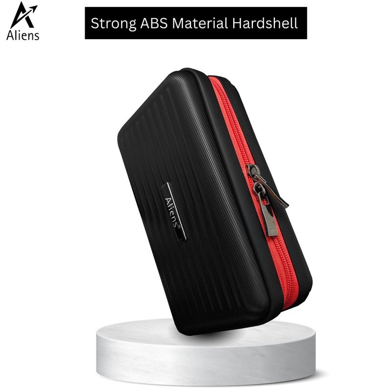 Aliens Travel Gadget Organiser Case Bag, Hardshell ABS Material, Shockproof, Water-Resistant Travel Storage Pouch for HDD/SSD, Gadget Organiser, Cable, Charger, Smartphone, airpods, Power Bank-Black - Image 2