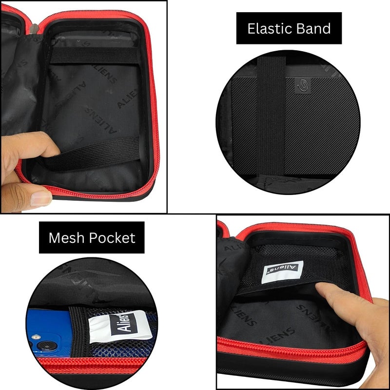 Aliens Travel Gadget Organiser Case Bag, Hardshell ABS Material, Shockproof, Water-Resistant Travel Storage Pouch for HDD/SSD, Gadget Organiser, Cable, Charger, Smartphone, airpods, Power Bank-Black - Image 4
