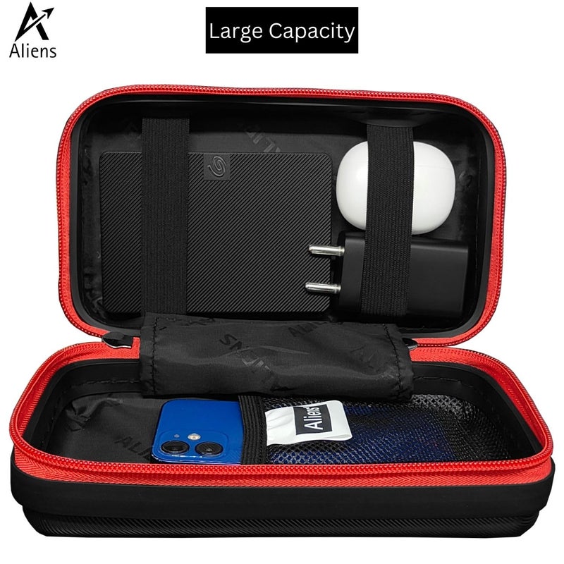 Aliens Travel Gadget Organiser Case Bag, Hardshell ABS Material, Shockproof, Water-Resistant Travel Storage Pouch for HDD/SSD, Gadget Organiser, Cable, Charger, Smartphone, airpods, Power Bank-Black - Image 3