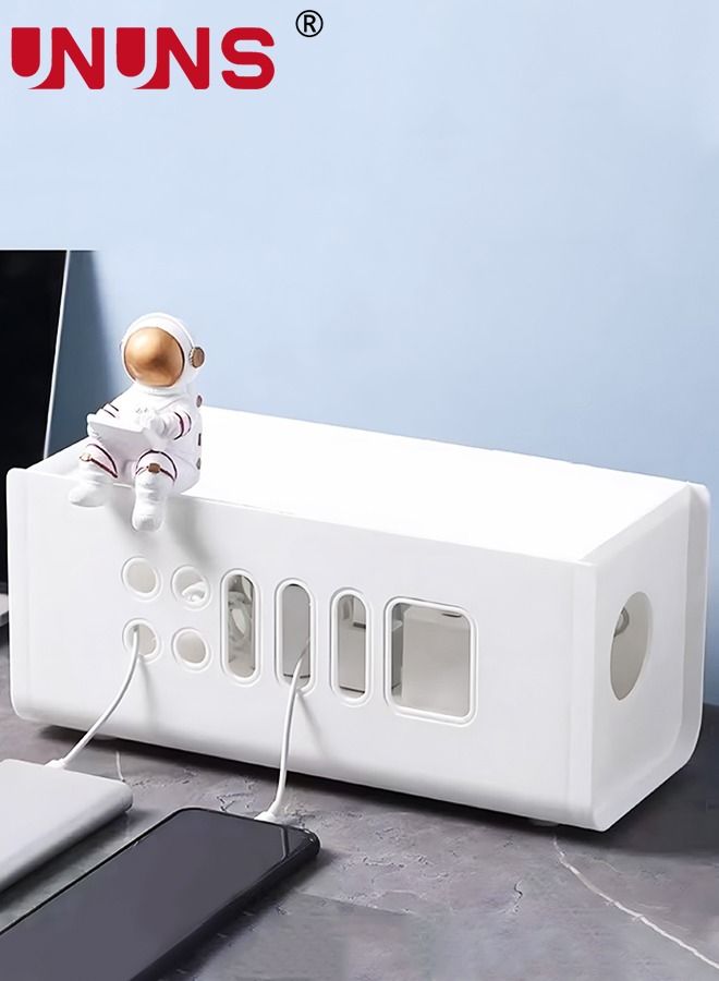 UNUNS Cable Management Box, Under Desk Cord Organizer Box, Power Strip Box, Cable Management Kit, Cord Management Wire Organizer of Cable Clips&Cable Sleeve to Hide Wires & Cables