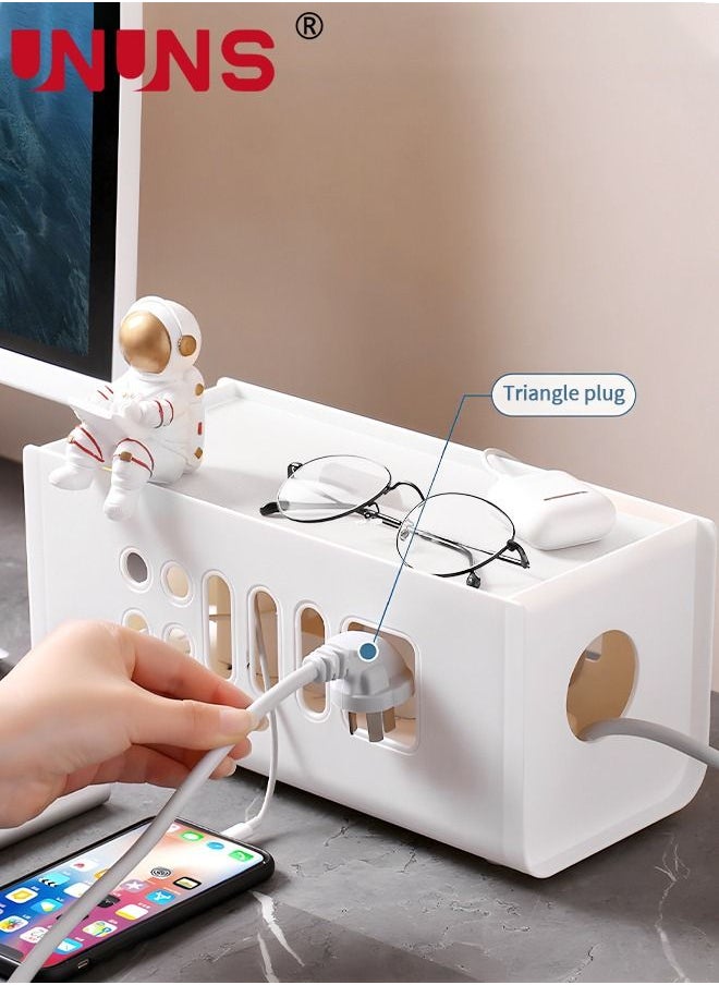 Cable Management Box, Under Desk Cord Organizer Box, Power Strip Box, Cable Management Kit, Cord Management Wire Organizer of Cable Clips&Cable Sleeve to Hide Wires & Cables