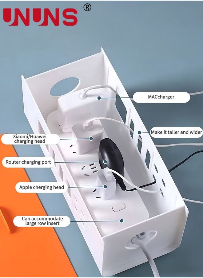 Cable Management Box, Under Desk Cord Organizer Box, Power Strip Box, Cable Management Kit, Cord Management Wire Organizer of Cable Clips&Cable Sleeve to Hide Wires & Cables